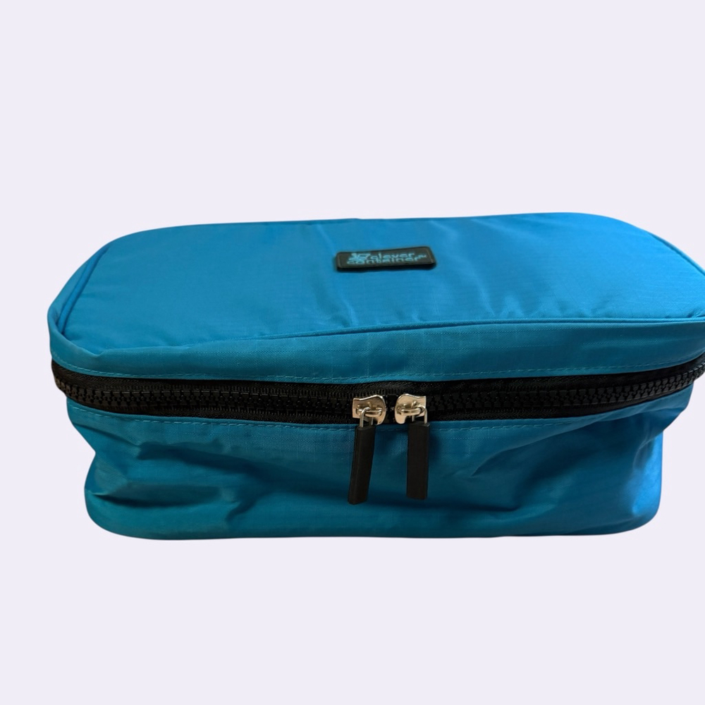 Clever Container Teal Travel Cosmetic Toiletry Bag Organizer Zip Case